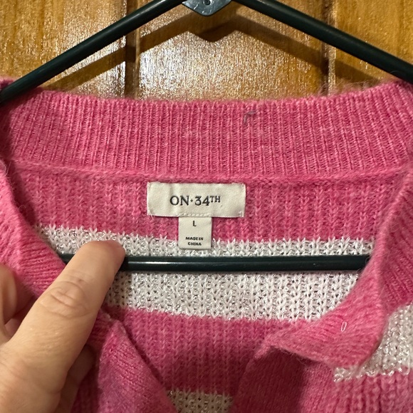 ON SASS Pink and White Striped Cardigan - Picture 2 of 4